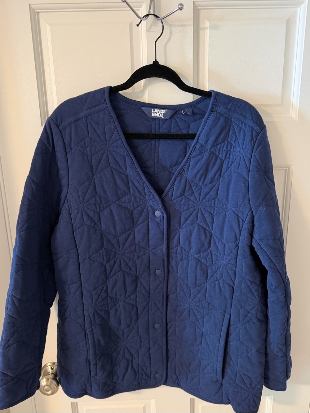 Lands' End Cotton Quilted Long
Insulated Jacket Deep Sea Navy Large